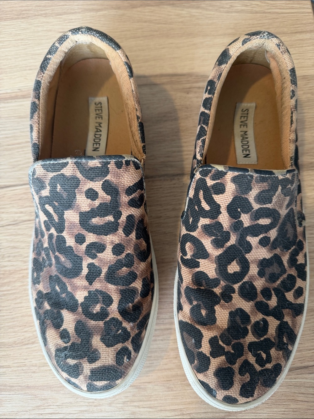 Steve Madden Leopard Print Slip-On Sneakers - Tan/Black